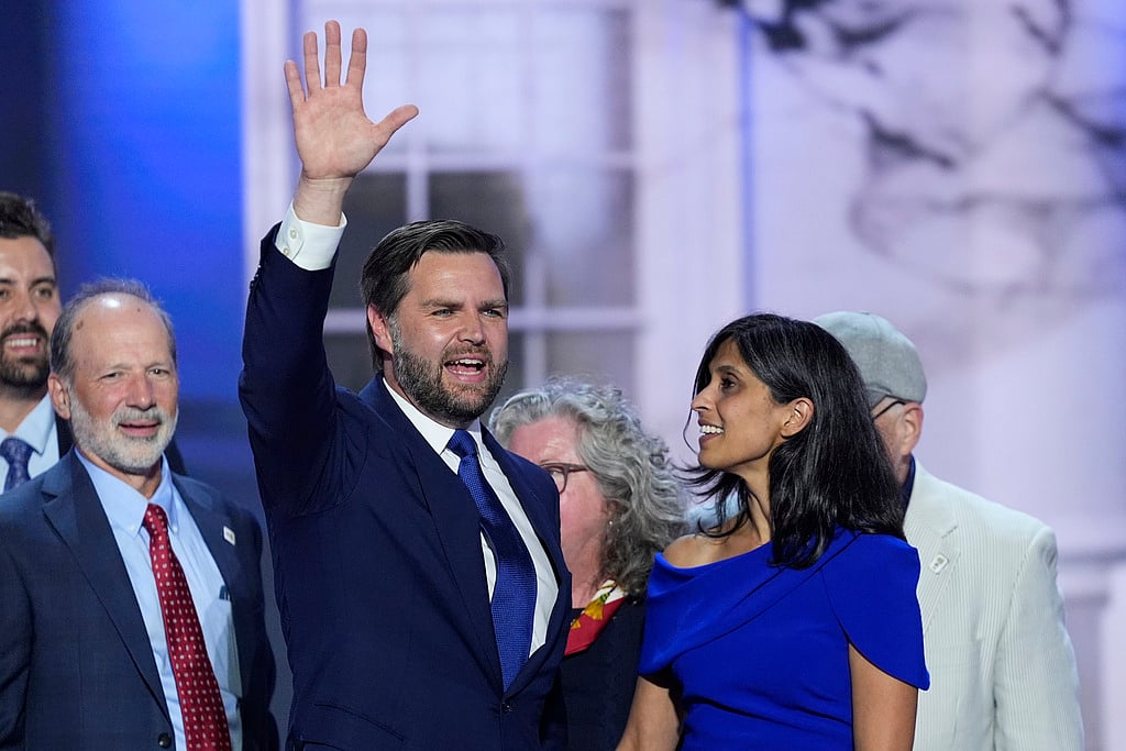 | Photo: AP : Usha Chilukuri All Praise For Husband JD Vance As He Accepts Nomination